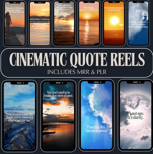 Cinematic Empowerment Quote Reels (52 Instagram Templates with MRR + PLR)