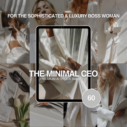 The Minimal CEO – 60 Premium AI Stock Images with MRR/PLR | Luxury Boss Woman Collection