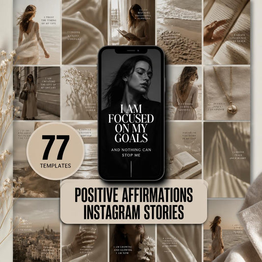 77 Positive Affirmations Instagram Story Templates | Editable Canva Templates | PLR Digital Product | Commercial Use | Instant Download